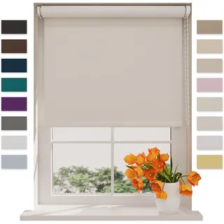DTCH® Verdunkelungsrollo 120 x 275 cm Schneeweiß, Größen von 40 bis 240 Breite, Ohne Bohren möglich, Rollo Wandmontage, Rollo 120 cm Breit, Fenster Rollos für Innen