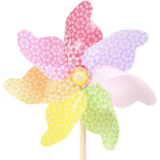 Florists Products Vogelabwehr-Windmühle Windrad Deko Windmühle Bunt Natur Garten Ø21,5cm H55cm 3St