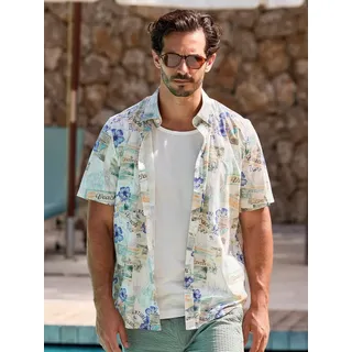 Lerros Kurzarmhemd mit All-over-Print im Hawaii-Look Broken White XXL