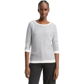TOM TAILOR Denim Damen Sweatshirt mit Raffarm & Streifenmuster - XS