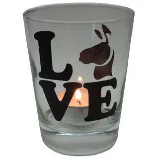 Teelicht Glas Windlicht print "Love Lama" anthrazit/bunt Ostern Handmade Deko