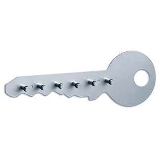Zeller Present Schlüsselbrett Schlüsselboard Metall Silber, (Stück, 1 St., 1 Schlüsselbrett mit 6 Haken und Montagematerial), Schlüsselbrett silberfarben 4 cm x 12 cm x 35 cmneuetischkultur