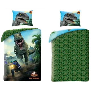Jurassic World Kinderbettwäsche Bettwäsche-Set – 140x200 cm Bettbezug & 60x70 cm Kissenbezug grün