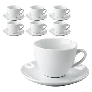 Esmeyer Kaffeetassen Bistro, mit Untertasse, 200ml, Porzellan, weiß, Set 12-teilig