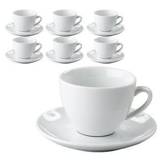 Esmeyer Kaffeetassen Bistro, mit Untertasse, 200ml, Porzellan, weiß, Set 12-teilig
