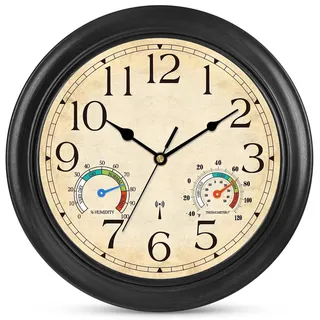 Ziprote Wanduhr Funk Funkuhr Wand Lautlos Retro Funkwanduhr 30cm Schwarz
