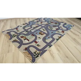 Teppich Janning Kinderteppich Straßenteppich Scanroad beige grau Spielteppich Autos (150 x 200 cm)