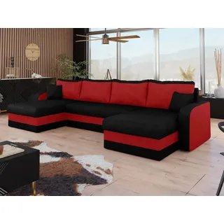 Mirjan24 Ecksofa Kris U Mikrofaser 3-Sitzer Rot
