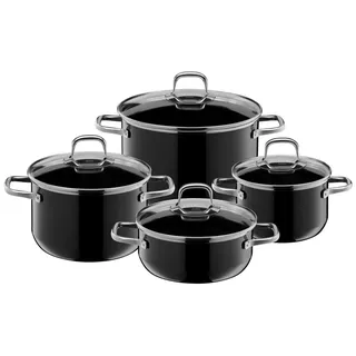 Silit Topf-Set Silit Silargan® Elegance Topf-Set, 4-teilig, Black, Silargan Funktionskeramik (Kochtopf Set, mit Glasdeckel), Made in Germany
