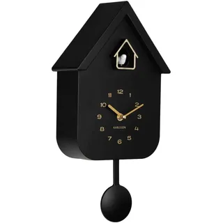 Karlsson Wanduhr Solo Color Cuckoo - Schwarz - 6x21,5x41cm | Quadrat - Modern - Kunststoff - Wanduhr Modern Wohnzimmer - Wanduhren - Kuckucksuhr