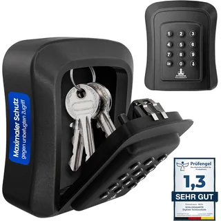 Digitaler Schlüsseltresor mit 10-stelligem Code – robuster Schlüsselkasten außen, App-Steuerung per Bluetooth mit Einmalcodes, IP65 wetterfest, Schlüsselsafe für Ferienwohnung, Haus & Gewerbe
