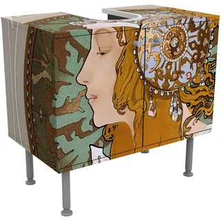 Apalis Waschbeckenunterschrank - Loren - Vintage Badschrank Orange Braun, Größe: 55cm x 60cm