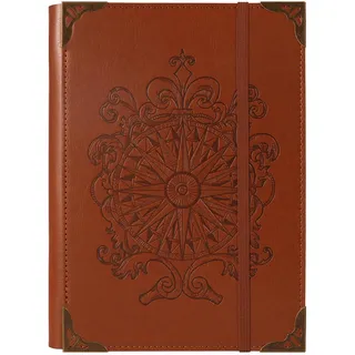 TIEFOSSI A5-Ringbuch mit 6 Ringen Tagebuch für Frauen und Männer, Hardcover Notizbuch aus PU-Leder, Kompass Vintage Notizbücher, College Lineatur für Schule, Arbeit, Reise & Organisation