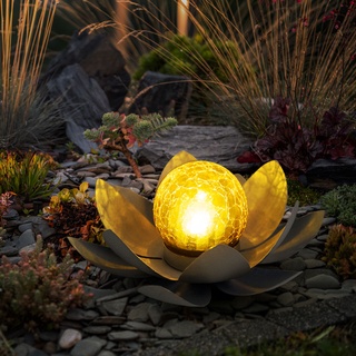 LED Solar Außen Lampe Lotus Blume Garten Beleuchtung Seerosen Design Leuchte 25 cm Globo 33532
