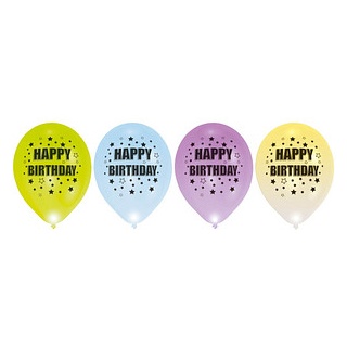 amscan® Luftballons LED Happy Birthday bunt, 4 St.