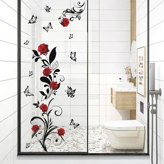 TOARTI Wandtattoo Blumenranken Blau Blumen Rosen Wandtattoo Wanddeko Blumenranke Aufkleber Sticker Wandaufkleber Hintergrund für Schlafzimmer Zuhause Dekoration Wohnzimmer