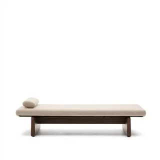 Natur24 Recamiere Topaz Chaiselongue 80 x 200 x 43 cm Massivholz Chenille Natur Beige