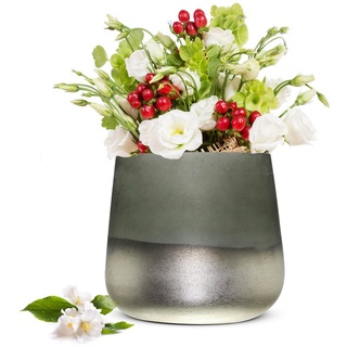 Sendez Blumentopf Blumenvase Barbara Tischvase Glasvase Dekovase Vase Blumentopf Pflanztopf grau
