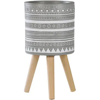 Beliani Runder Blumenbehälter Ø 25 x 55 cm Hellgrau