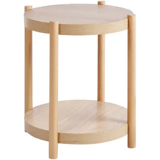 Beistelltisch Rund Traditionell Skandinavisch Design MDF Regal Aufbewahrung Hell