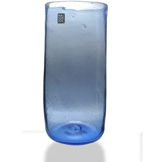 Maison Zoe Zylinder Glasvase aus Recycling-Glas Elena - Hellblau - blau - groß - Durchmesser ≈ 11cm Höhe ≈ 28cm - 100% Handmade - Blumenvase - Vase mundgeblasen - Dekovase - Tischvase