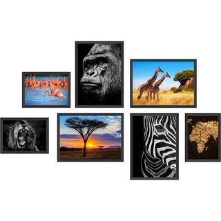 WCB Premium Poster Set – Afrika 7 Poster mit 14 Motiven (beidseitig bedruckt) - 4x DIN A4 + 3x DIN A5 – Bilder-Set OHNE Rahmen für Wanddekoration