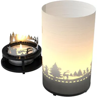 Winter Premium Geschenkbox – Magische Motivkerze mit Silhouette: Schattenspiel, Winterlandschaft, Flackern der Kerze, zauberhafte Atmosphäre
