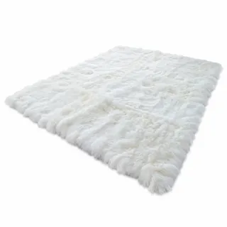 Naturasan Design Öko Lammfell Schaffell-Teppich 150x200 weiß, Hochflor, Langflor, Shaggy, Flokati, Lounge, Schlafzimmer Wohnzimmer Lammfell Vorleger Teppich (150x200, Weiss)