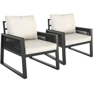tectake Garten-Lounge-Set, Anthrazit, Metall, Gartenmöbel, Gartenmöbel-Sets