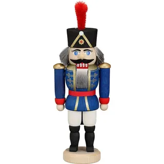 Seiffener Volkskunst Nußknacker Husar 15 cm blau