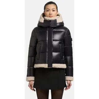 khujo Damen warme Winterjacke mit Plüschelementen und abnehmbarer Kapuze Nessie2 Black Gr. XL - XL