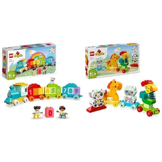 LEGO DUPLO Zahlenzug - Zählen Lernen, Zug Spielzeug & DUPLO Tierzug, Zug-Spielzeug mit Rädern, kreative Tierfiguren