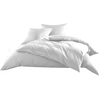 Bettwaesche-mit-Stil Mako-Satin Baumwollsatin Bettbezug Uni einfarbig zum Kombinieren (Bettbezug 240 cm x 220 cm, Weiß)