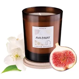AVA & MAY Persia Duftkerze (180g) – Vegane Kerze im Glas mit süßen Düften von Feige, Jasmin und Neroli – Handgemachte Kerze mit orientalischem Flair