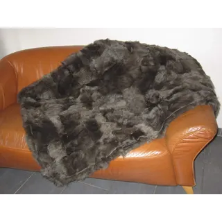 Felltrade Echte Öko Merino Schaffell Lammfell Patchwork Wohndecke Sofadecke, braun, 170 x 200 cm