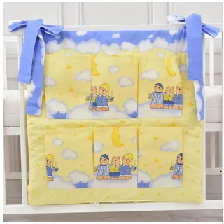 Baby-Delux Betttasche Aufbewahrungstasche Baby (1-tlg), Betttasche Babybetttasche Spielzeugtasche Organizer für Babybett blau|weiß