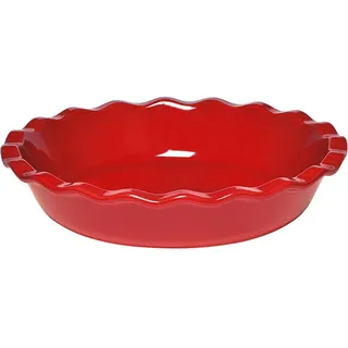 Emile Henry Kuchenform / Auflaufform mit Wellenrand - 26 cm - rot - grand cru