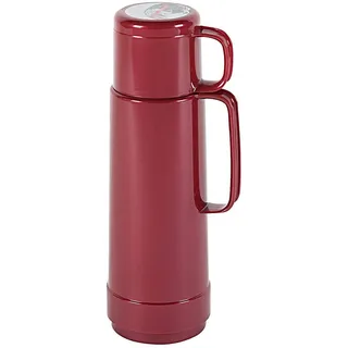 ROTPUNKT Isolierflasche 0,75 L mit integriertem Becher - Hochwertige Isolierkanne Made in Germany I Bis zu 24 h heiß & 36 h kalt (Andreas 80, Shiny Burgund)