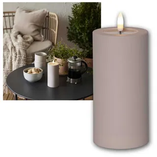 STAR TRADING LED-Kerze LED Außen-Kerze "Flamme Soft" 17,5cm, beige, Timer, warmweiß