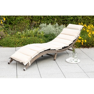 Gartenliege MERXX "Waikiki" Gartenliegen grau (grau, beige) Sonnenliegen Stahl, klappbar, inkl. Auflage