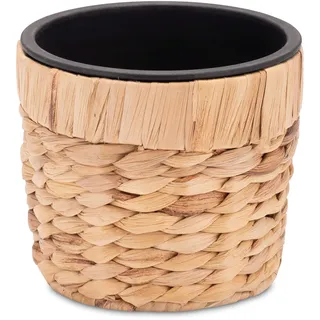 Decorasian Blumentopf rund geflochten aus Seegras mit Kunststoffeinsatz zum bepflanzen - Pflanztopf - 16cm