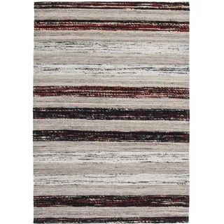 Padiro Stilvoller Kurzflor-Teppich 160 x 230 cm - Dunkelgrau - modernes Streifenmuster - für Fußbodenheizung - aus Wolle, Baumwolle und Seide - Grau