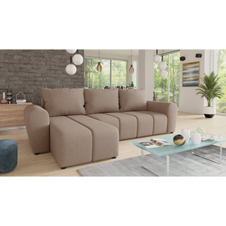Sofnet Ecksofa Cleo L mit Schlaffunktion - Sofa mit Bettkasten, Polsterecke, Couchgarnitur, Eckcouch, Couch, Sofagarnitur - Ottomane Universal Beige (Soro 23))