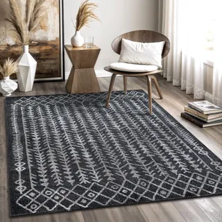 Sanat Boho 8204 Kurzflorteppich 140 x 200 cm Schwarz
