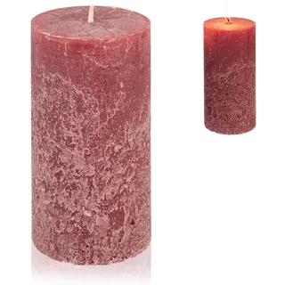 Candelo Hochwertige Stumpenkerze Rustik Weihnachten - Bordeaux Dunkelrot - Rustic Kerze 12cm Brenndauer ca. 54 Stunden Weihnachtskerzen Adventskranz