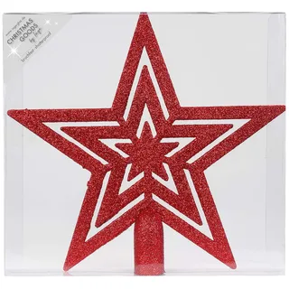 inges magic & goodz Inge Christmas Goods Weihnachtsbaumspitze Stern 21,5cm Kunststoff mit Glitzer | Rot