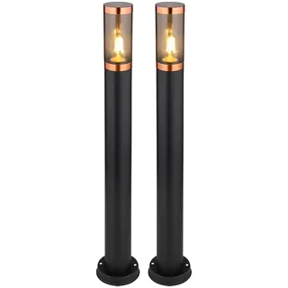 GLOBO Stehlampe Außenleuchte Edelstahl 7,6x80 cm 2er Set schwarz
