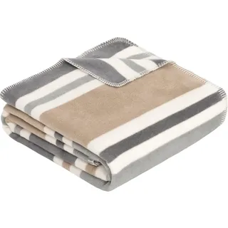 IBENA Jacquard Decke Wohndecke 150 x 200 cm Beige/Grau