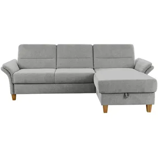 Cantus Ecksofa, Hellgrau, Holz, Buche, massiv, 3-Sitzer, Ottomane rechts, L-Form, 252x162 cm, Made in EU, Rücken echt, Wohnzimmer, Sofas & Couches, Wohnlandschaften, Ecksofas