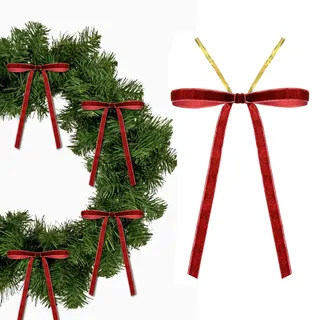 24 Stück Rote Schleifen Weihnachtsbaum Deko, Weihnachtsschleifen Twist Tie Samtschleife, Weihnachtsbaumschmuck Weihnachten Bogen Schleife, Klein Samt Baum Weihnachtsdeko für Hochzeit Weihnachtskranz